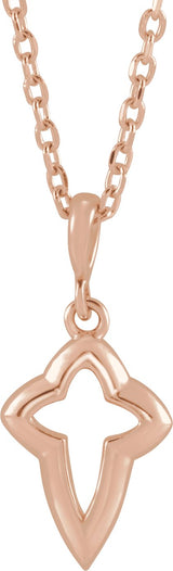 14K Gold Petite Open Cross Necklace or Pendant - Rose Gold
