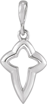14K Gold Petite Open Cross Necklace or Pendant - White Gold