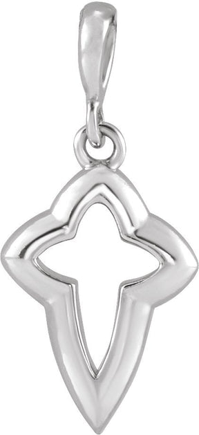 14K Gold Petite Open Cross Necklace or Pendant - White Gold