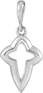 14K Gold Petite Open Cross Necklace or Pendant - White Gold