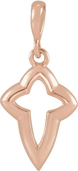 14K Gold Petite Open Cross Necklace or Pendant - Rose Gold