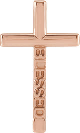 14K Gold Blessed Cross Necklace or Pendant - Rose Gold