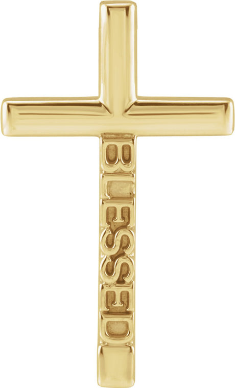 14K Gold Blessed Cross Necklace or Pendant - Yellow Gold