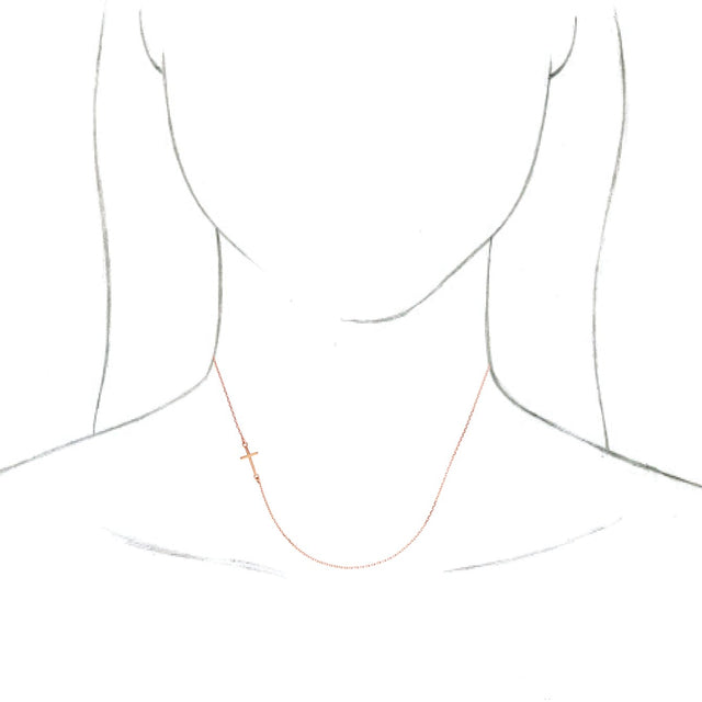 14K Gold Sideways Cross Necklace – 14.4x6.8mm - Rose Gold - view 3