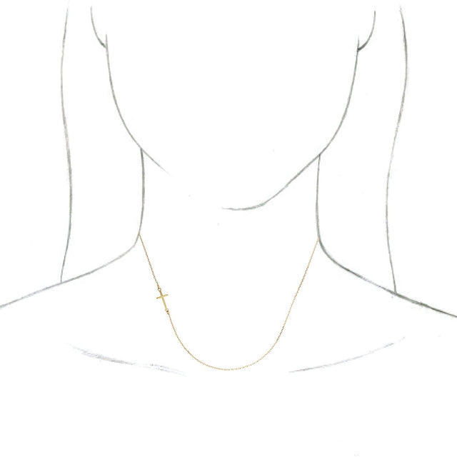 10K Gold Sideways Cross Necklace - view 3