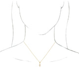 14K Gold Round Natural Diamond Vintage-Inspired Cross Necklace or Pendant - Yellow Gold - view 6