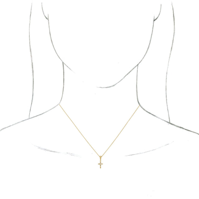 14K Gold Round Natural Diamond Vintage-Inspired Cross Necklace or Pendant - Yellow Gold - view 6