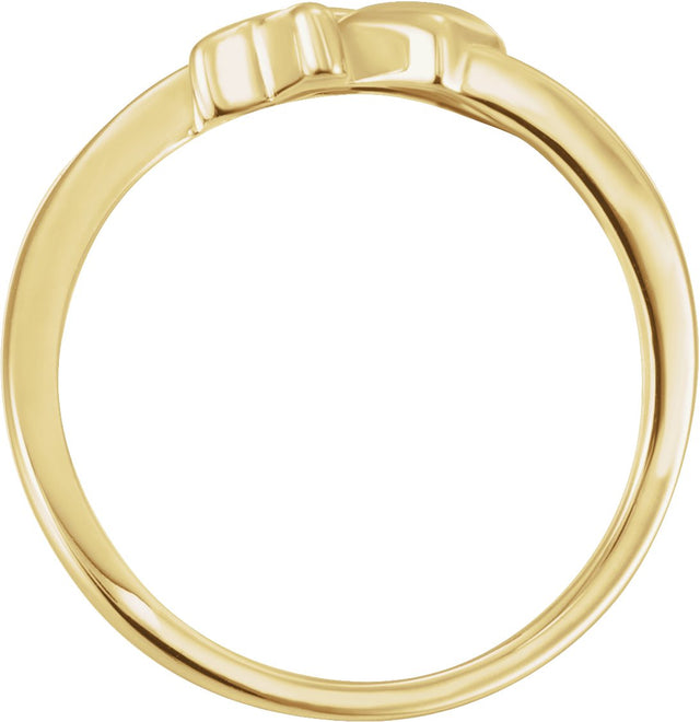 14K Gold Cross & Heart Chastity Ring - Yellow Gold - view 2