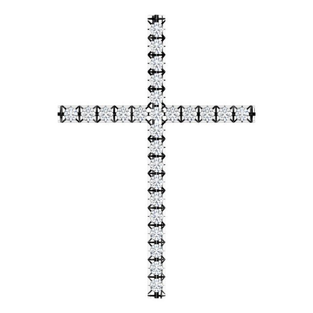 14K Gold Round Natural Diamond Cross Pendant – up to 1/4 CTW - White Gold - view 7
