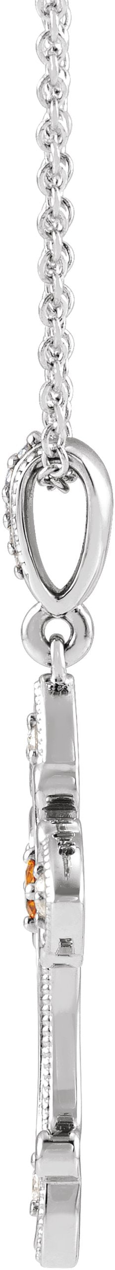 14K Gold Round Natural Citrine Cross Necklace or Pendant - White Gold - view 8