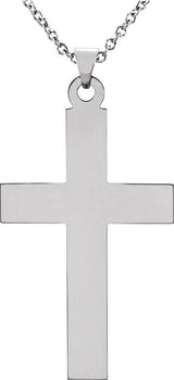 14K Gold Cross Necklace or Pendant – 18x12mm - White Gold