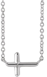 Platinum Sideways Cross Necklace – 11x7mm
