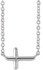 Platinum Sideways Cross Necklace – 11x7mm