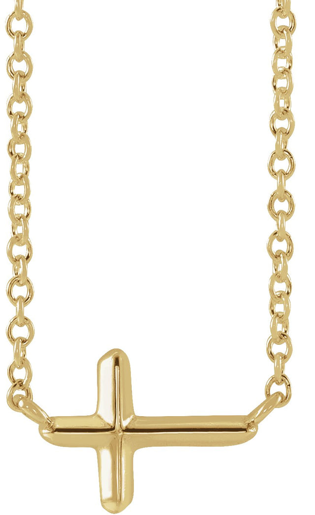 18K Gold Sideways Cross Necklace