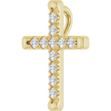 14K Gold Round Natural Diamond French-Set Cross Necklace or Pendant - Yellow Gold - view 8