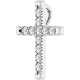 Platinum Round Natural Diamond French-Set Cross Necklace or Pendant - view 8