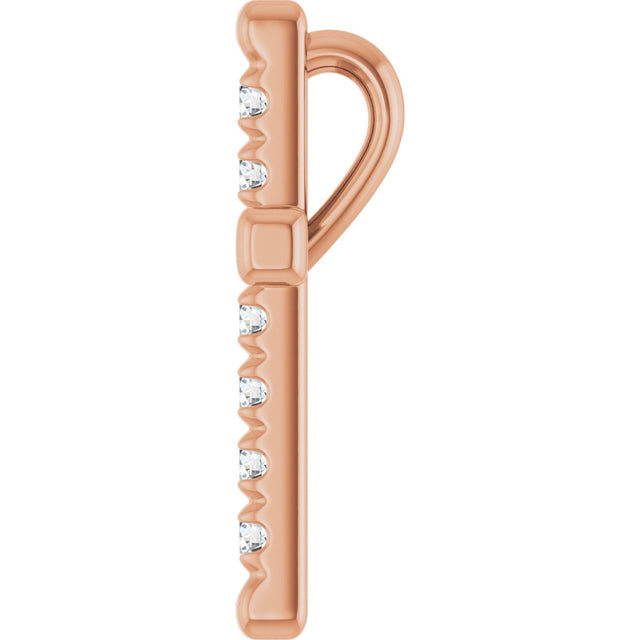 14K Gold Round Natural Diamond French-Set Cross Necklace or Pendant - Rose Gold - view 9
