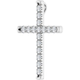 Platinum Round Natural Diamond French-Set Cross Necklace or Pendant - view 8