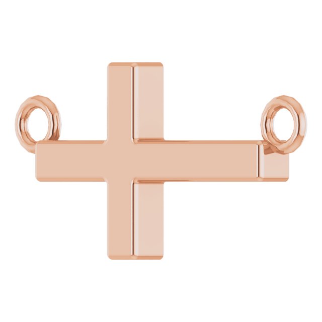 14K Gold Sideways Cross Necklace – 12x5.9mm - Rose Gold - view 2