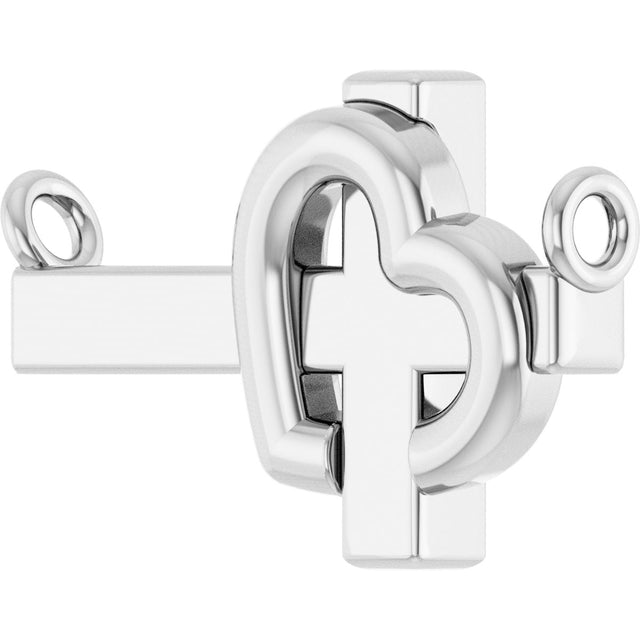 14K Gold Sideways Cross & Heart Necklace - White Gold - view 7