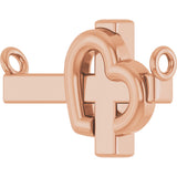 14K Gold Sideways Cross & Heart Necklace - Rose Gold - view 7