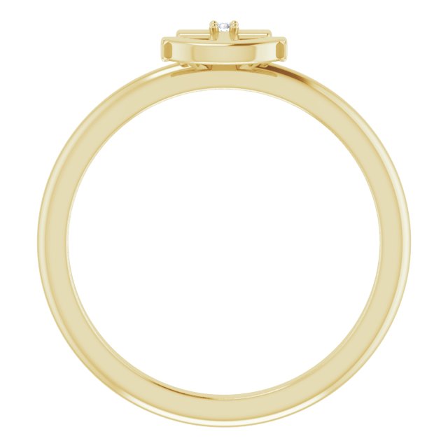 14K Gold Round Natural Diamond Cross Anchor Ring - Yellow Gold - view 7