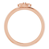 14K Gold Round Natural Diamond Cross Anchor Ring - Rose Gold - view 7