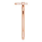 14K Gold Round Natural Diamond Cross Anchor Ring - Rose Gold - view 9
