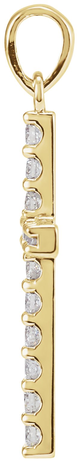 14K Gold Round Natural Diamond Accented Cross Necklace or Pendant - Yellow Gold - view 8