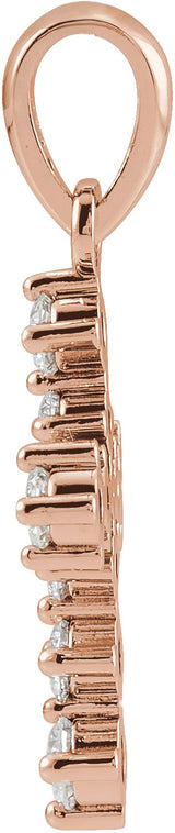 14K Gold Round Natural Diamond Cross Necklace or Pendant II - Rose Gold - view 4