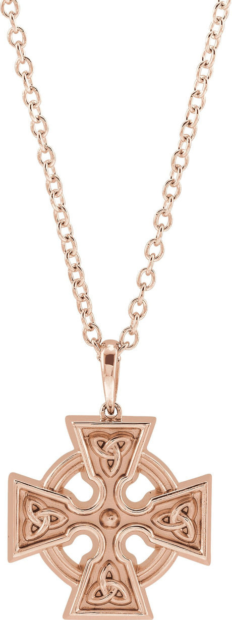 14K Gold Celtic-Inspired Cross Necklace or Pendant – 24.51x18mm - Rose Gold