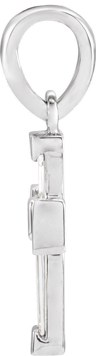 14K Gold Tapered Baguette Natural Diamond Accented Cross Necklace or Pendant - White Gold - view 4