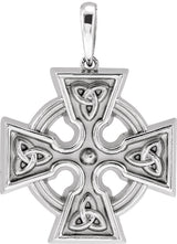 Platinum Celtic-Inspired Cross Necklace or Pendant