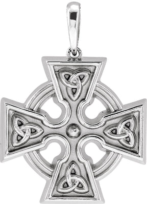Platinum Celtic-Inspired Cross Necklace or Pendant