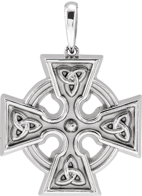 Platinum Celtic-Inspired Cross Necklace or Pendant