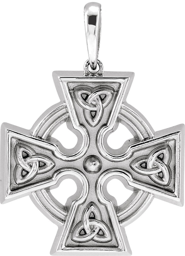 Platinum Celtic-Inspired Cross Necklace or Pendant