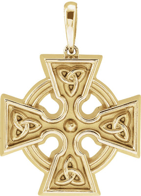 14K Gold Celtic-Inspired Cross Necklace or Pendant – 24.51x18mm - Yellow Gold