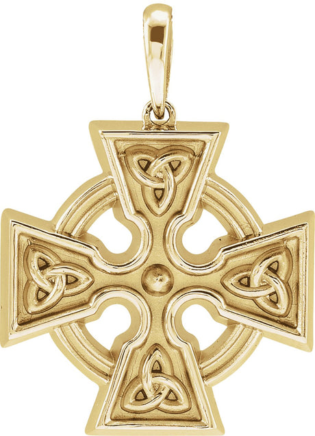 14K Gold Celtic-Inspired Cross Necklace or Pendant – 24.51x18mm - Yellow Gold