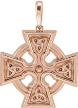 14K Gold Celtic-Inspired Cross Necklace or Pendant – 24.51x18mm - Rose Gold