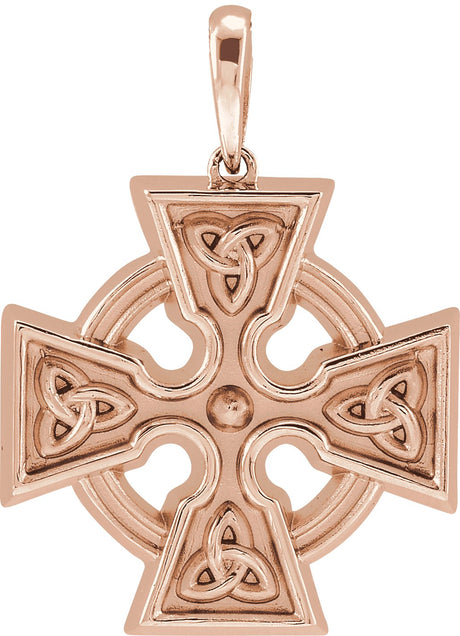 14K Gold Celtic-Inspired Cross Necklace or Pendant – 24.51x18mm - Rose Gold