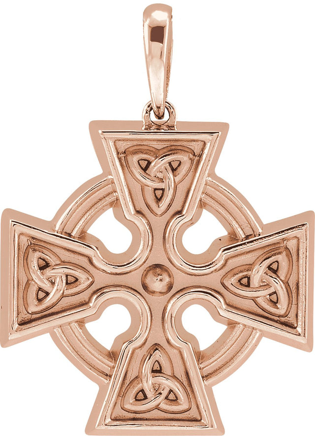 14K Gold Celtic-Inspired Cross Necklace or Pendant – 24.51x18mm - Rose Gold