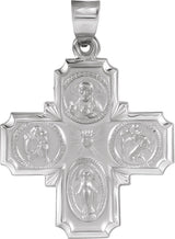 14K Gold Hollow Four-Way Cross Medal - White Gold