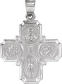 14K Gold Hollow Four-Way Cross Medal - White Gold