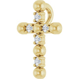 14K Gold Round Natural Diamond Beaded Cross Necklace or Pendant - Yellow Gold - view 5