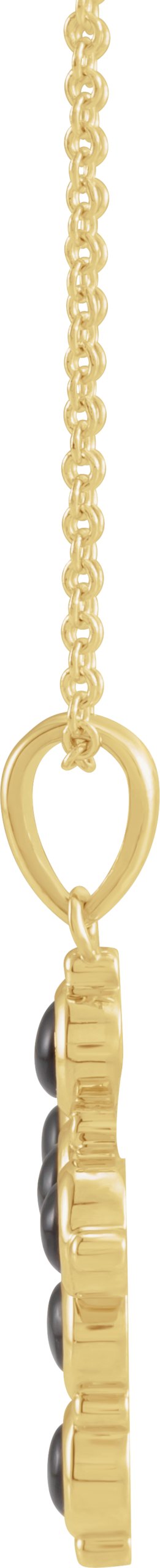14K Gold Round Natural Black Onyx Cabochon Cross Necklace or Pendant - Yellow Gold - view 4