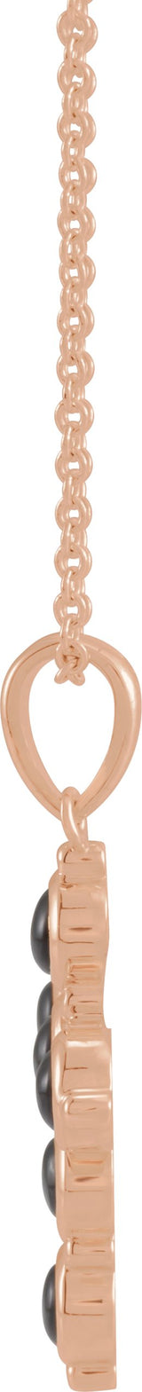 14K Gold Round Natural Black Onyx Cabochon Cross Necklace or Pendant - Rose Gold - view 4