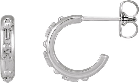 14K Gold Rosary Hoop Earrings - White Gold