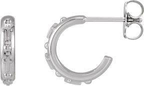 Platinum Rosary Hoop Earrings