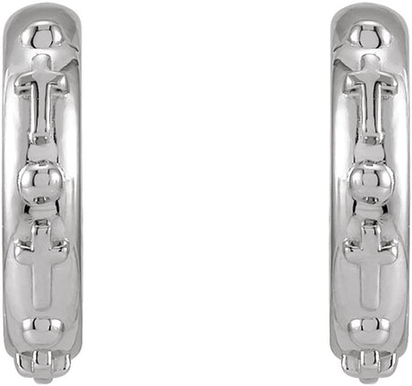 Platinum Rosary Hoop Earrings - view 2