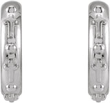 14K Gold Rosary Hoop Earrings - White Gold - view 2